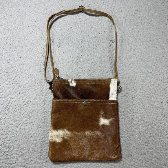 Myra Bag Crossbody Bag Womens Small Brown Cow Print Hair On Leather Western